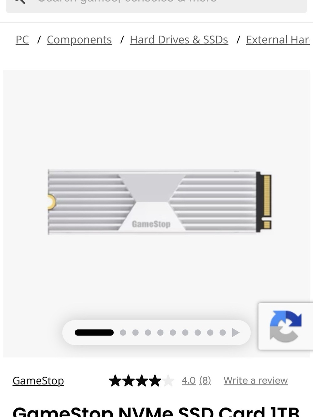 GameStop NVMe SSD Card 1TB with Heatsink for PlayStation 5/ PS5 storage